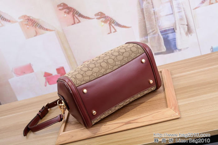 COACH蔻馳 最新款 coachF38112女包 C字復古LOGO 小號波士頓 小號斜跨枕頭包  Chz1615